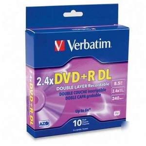 Verbatim 95166 -10PK dvd+r dl 2.4X 8.5GB 