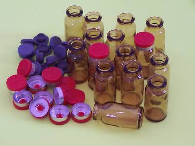 Vials-glass bottles(10ML,amber,stoppers+flip-off seals)