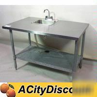 Used 48X31 s/s utility work equip prep table w/ sink