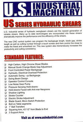 Used u. s. industrial model US625 hydraulic shear